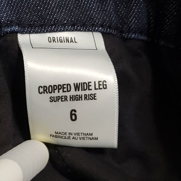 Express Paperbag Cropped Wide Leg Super High Rise Jeans Sz 6 Belted Dark Wash - Picture 9 of 15